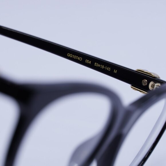 Gucci GG1074O 004 Eyeglasses Shiny Black 53mm Cat Eye Frame - Picture 6 of 10
